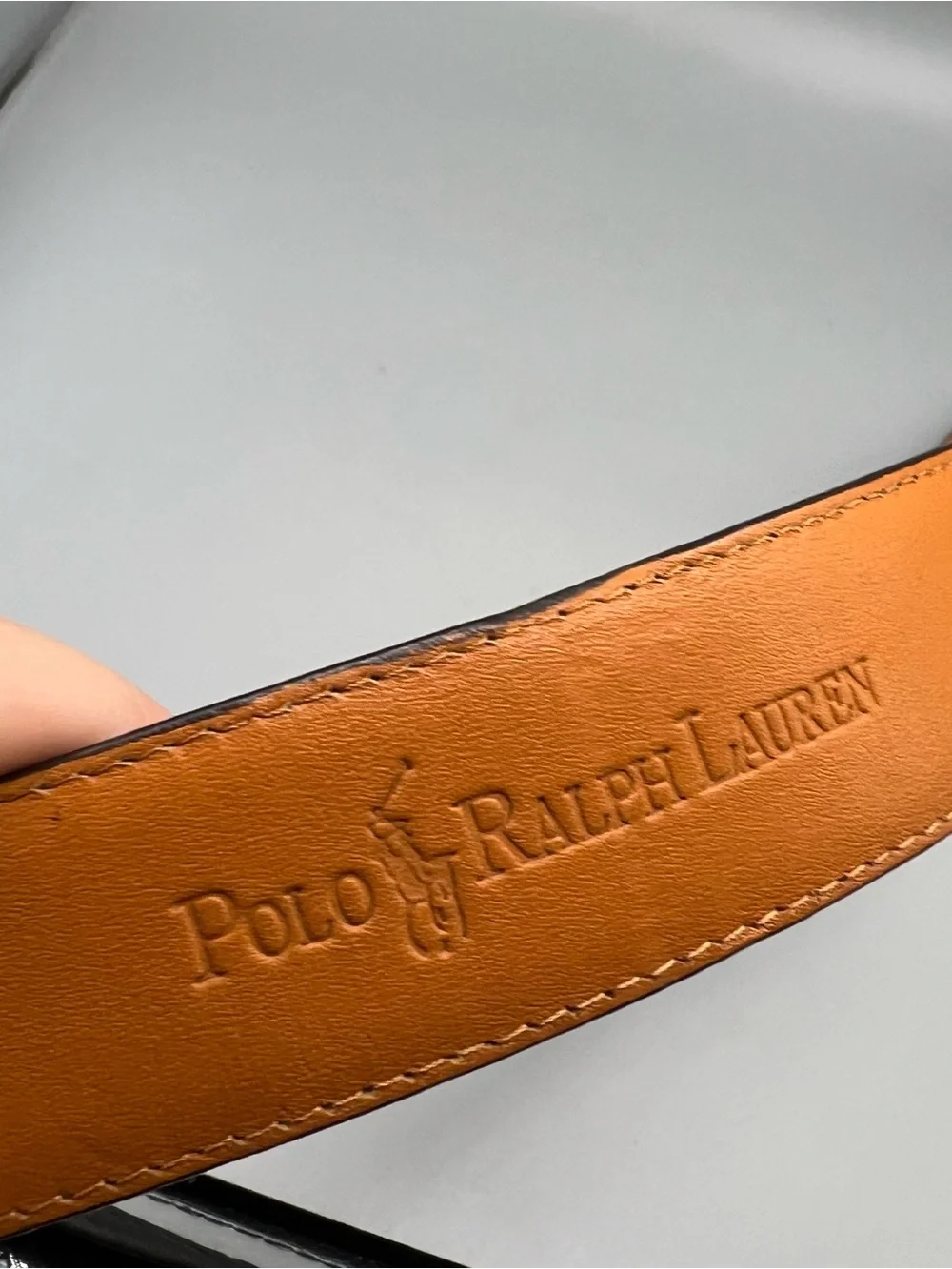 Polo Ralph Lauren Belt Mens 36 Italian Leather Croc Embossed Brown Silver Buckle